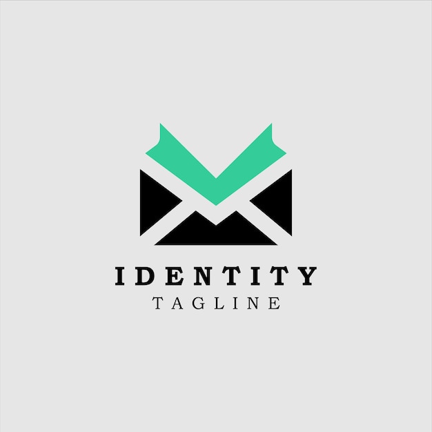 Sobre moderno creativo con plantilla de diseño de logotipo de signo V
