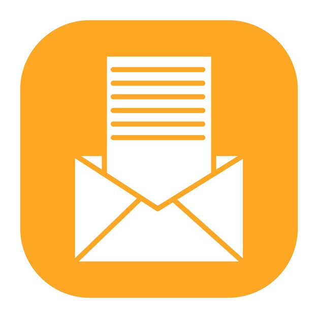 un sobre naranja con una carta en él