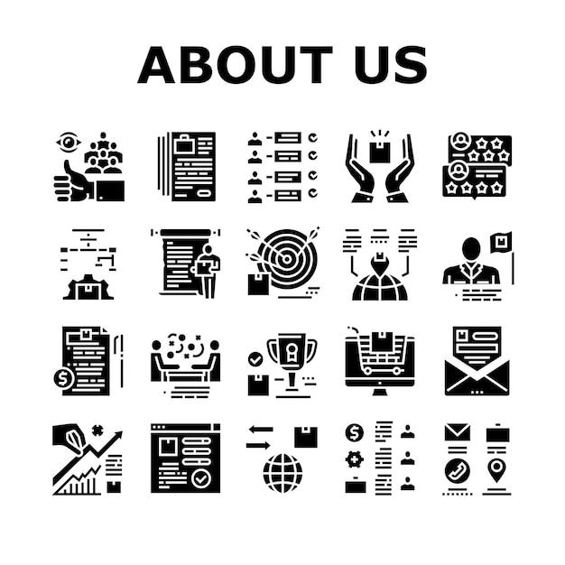 Sobre nosotros Presentación Colección Iconos Set Vector