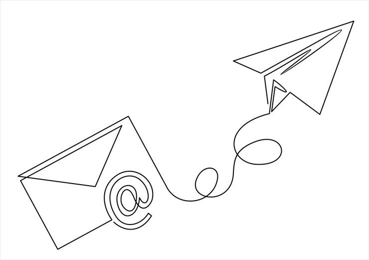 Vector sobre de papel de una línea arte monocromático continuo en blanco y negro