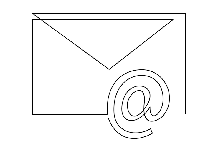Vector sobre de papel de una línea