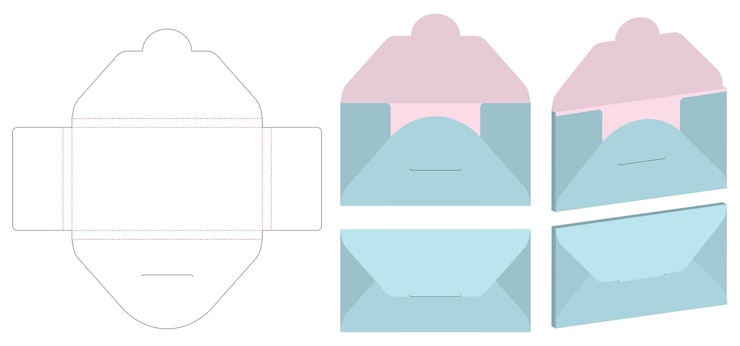 Vector sobre plantilla troquelada maqueta vector