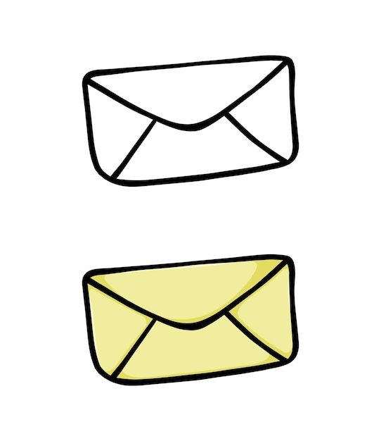 Sobre postal para enviar cartas y documentos para colorear dibujos animados lineales