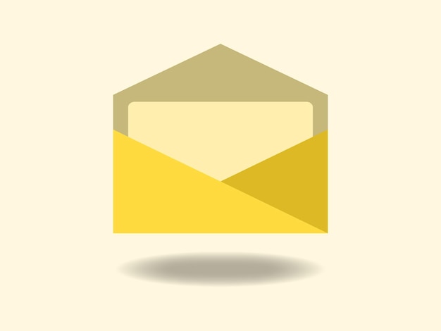 Un sobre con un sobre amarillo sobre un fondo beige.