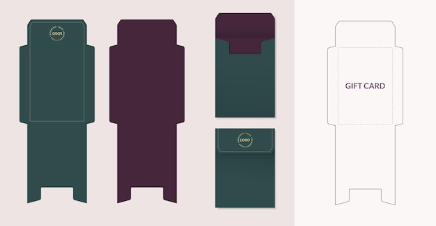 Sobre de tarjetas de regalo de lujo, funda de tarjetas de visita, modelo de corte y maqueta