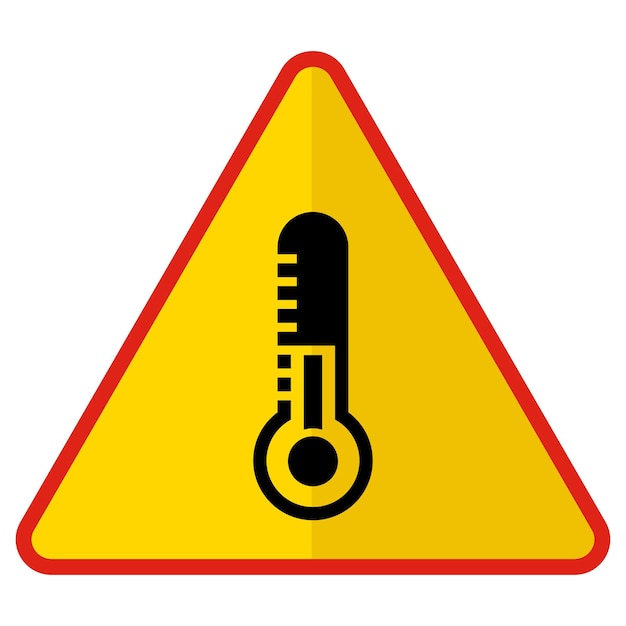 Vector sobrecalentamiento triángulo rojo amarillo concepto advertencia de alta temperatura advertencia de guía de tráfico moderna