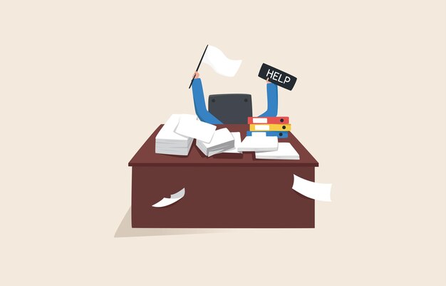 Sobrecarga en el trabajo Empleados que trabajan horas extras Problemas de salud mental en el trabajo Un joven empleado pide ayuda con un trabajo difícil
