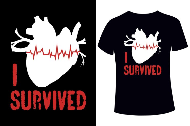Sobreviví, plantilla de diseño de camiseta de conciencia de enfermedad cardíaca