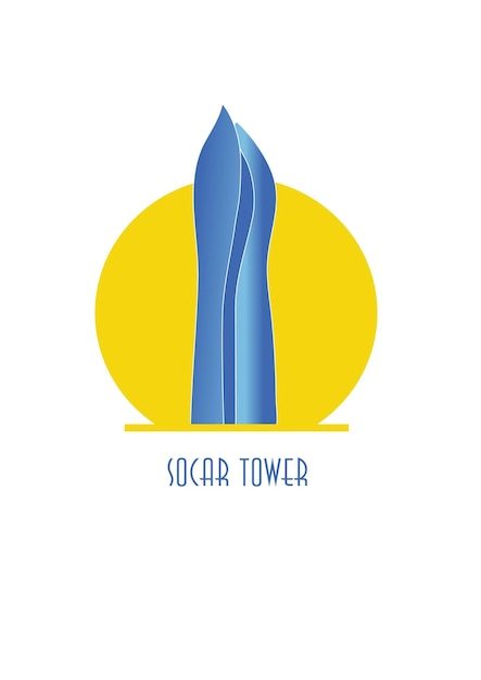 Vector socar tower baku city hito ilustración plana