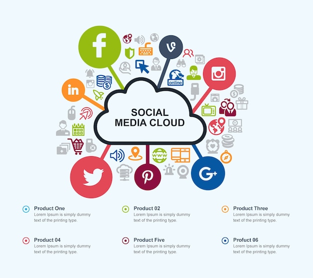 Vector social media cloud infographic