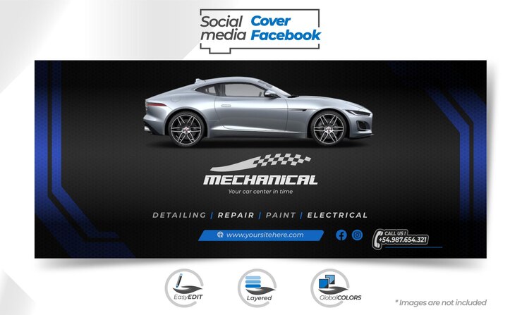 Social Media Cover Car Service Business con plantilla de diseño de logotipo