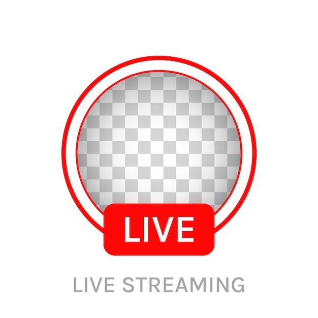 Social Media Live Stream Frame Isolado Avataro vacío Frontera en vivo en color rojo atrevido