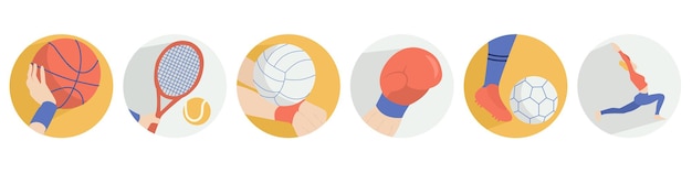 Social Media Sport Highlight Icon Set. Ilustración vectorial