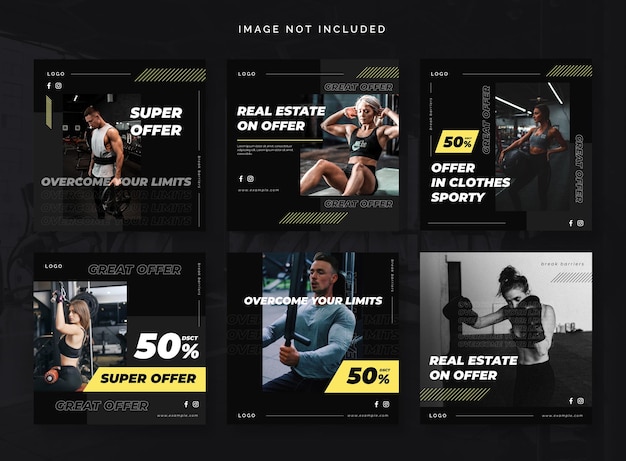 Social Media Vol 21 ofrecen promoción de ejercicios deportivos caja de fitness delgada dinámica extrema