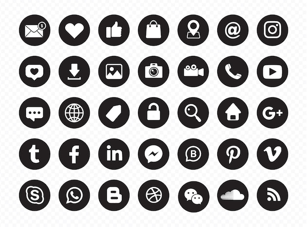 sociales iconos conjunto de medios
