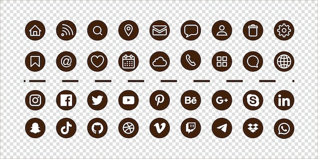 sociales iconos conjunto de medios