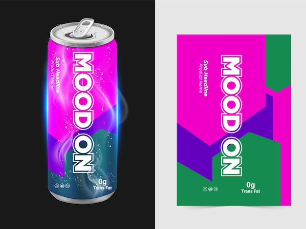 Soda en latas de aluminio de colores con íconos aislados sobre un fondo blanco