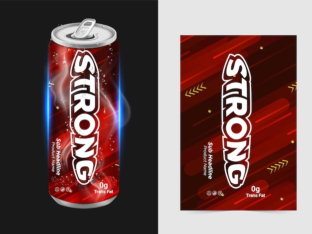 Soda en latas de aluminio de colores con íconos aislados sobre un fondo blanco