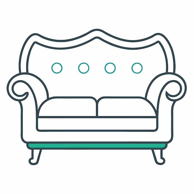 un sofá con un asiento verde que dice la palabra cita en él