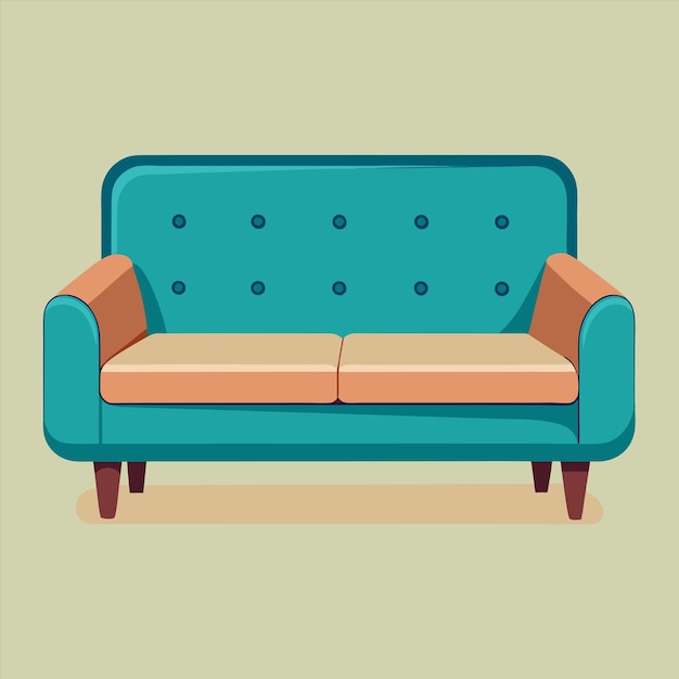 un sofá azul con un asiento marrón y un sofá azul con un asiente marrón y naranja