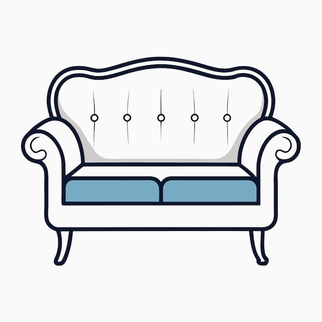 un sofá azul con una espalda blanca y un diseño azul y blanco