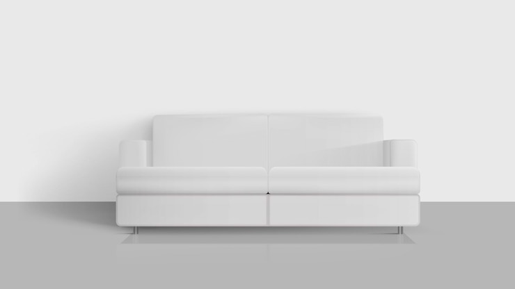 Vector sofá blanco realista. sofá blanco en una habitación vacía. elemento de diseño de interiores.