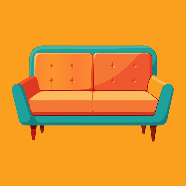 un sofá con un color azul y naranja en él