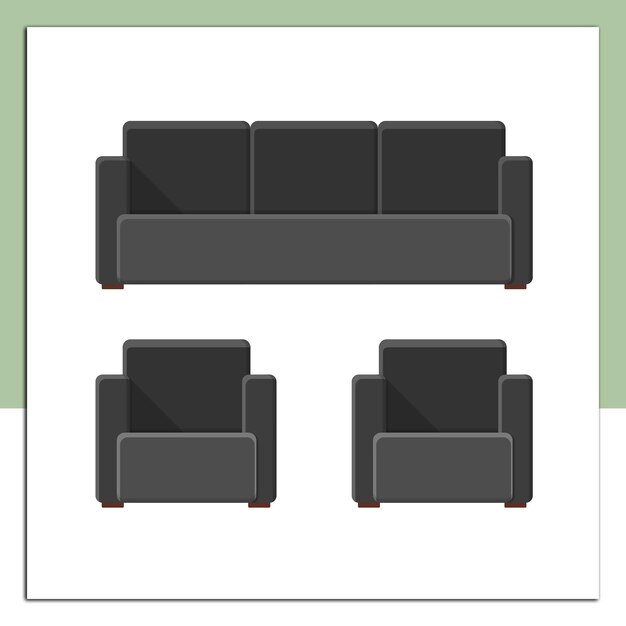 Vector un sofá cómodo y elegante con diseño interior icono de ilustración
