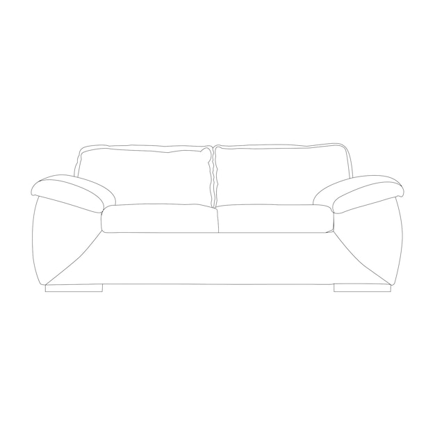 un sofá de dibujo de línea simple