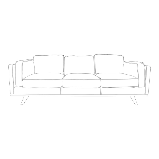 un sofá de dibujo de línea simple