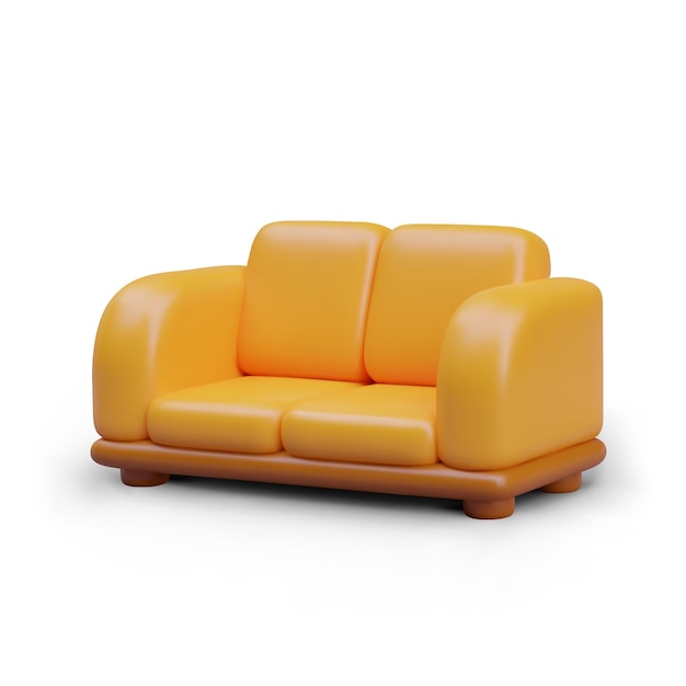 Vector sofá de dibujos animados realista en colores amarillos muebles cómodos y suaves