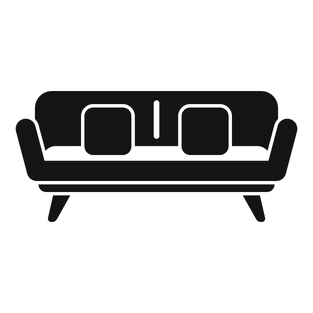 Sofá moderno con almohadas de pie en piernas de madera icono