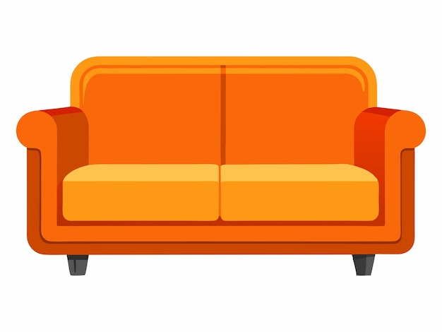 un sofá naranja con una imagen de un sofá que dice la palabra cita en el lado