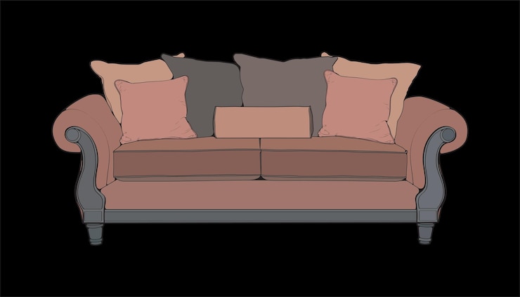 Vector sofá o sillón bloque de color ilustrador muebles de bloque de color para sala de estar ilustración vectorial