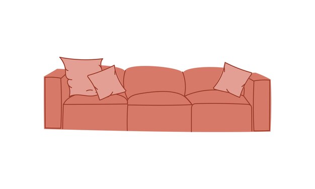 Un sofá rosa de moda con almohadas de estilo retro Una colección moderna de muebles tapizados
