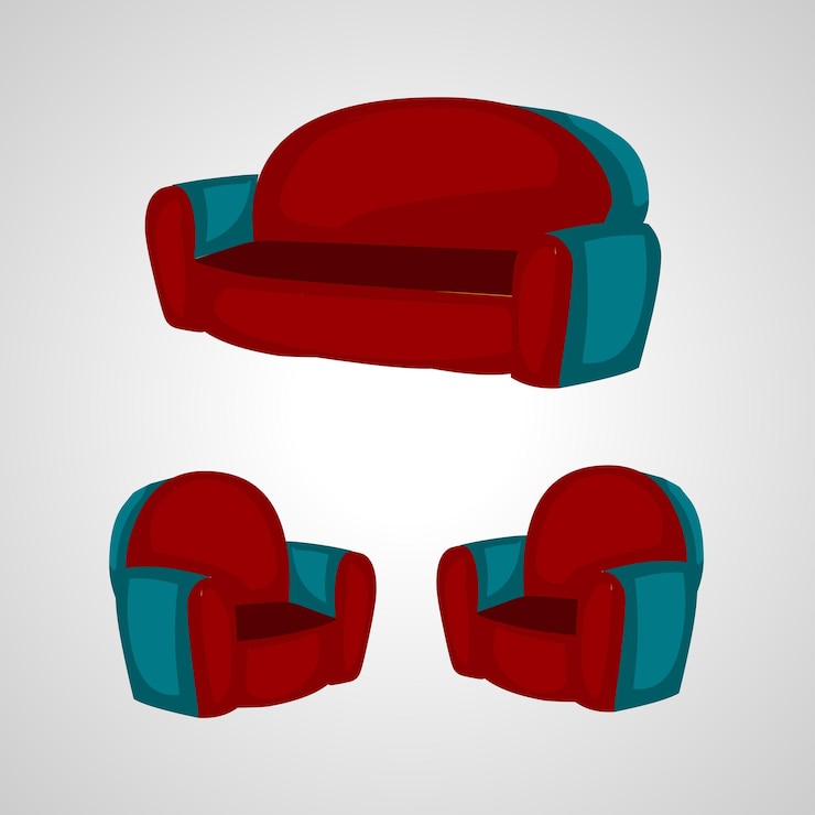 Vector sofá con sillón ilustración vectorial aislado