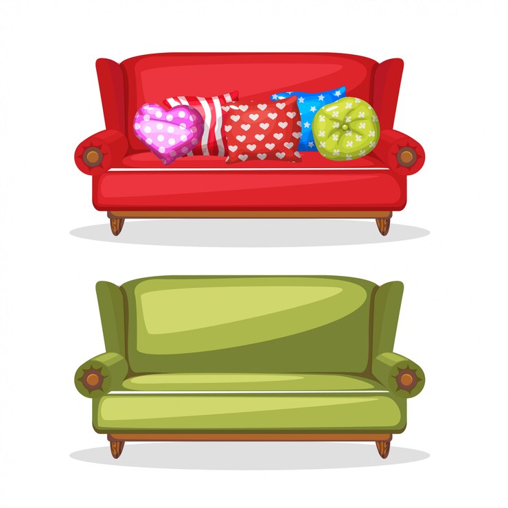 Vector sofa suave y colorida hecha en casa