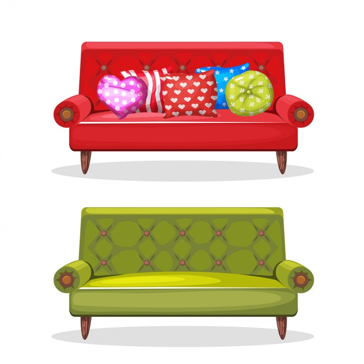 Vector sofa suave y colorida hecha en casa