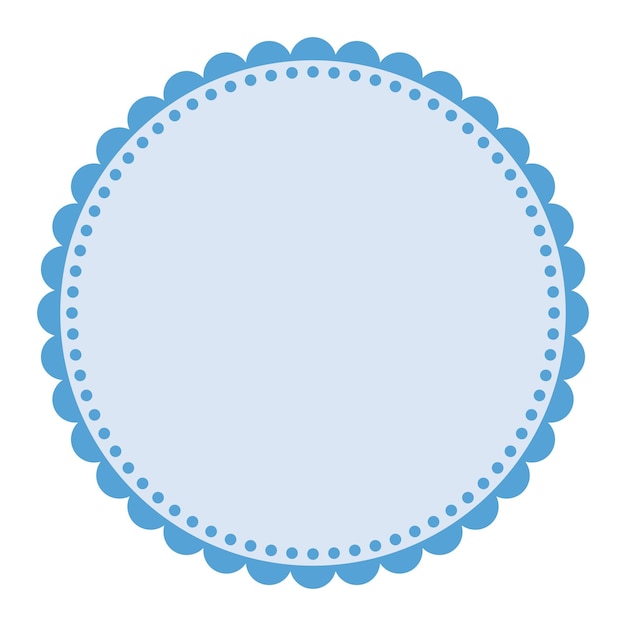 Vector soft and simple blue colored blank circular sticker label element design with repetitive border