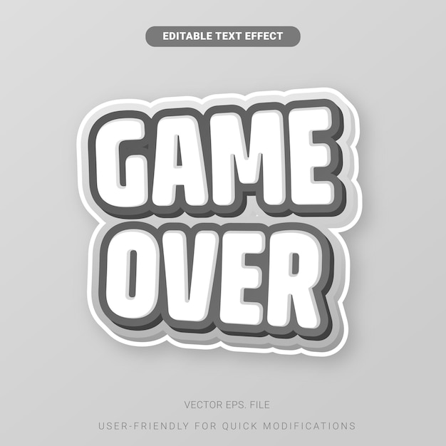 Soft Gray Gradient Editable Game Over Text Style para proyectos creativos