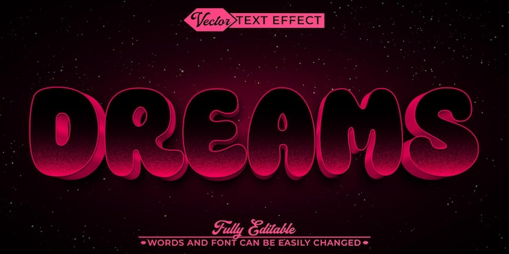 Vector soft sleeping dreams vector objeto inteligente totalmente editable efecto de texto