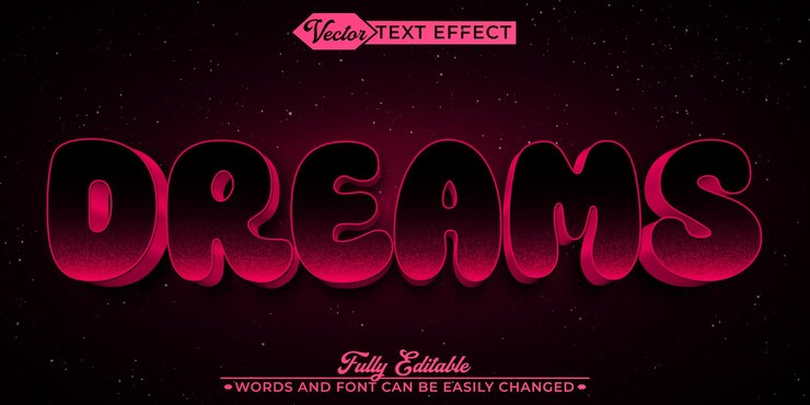 Vector soft sleeping dreams vector objeto inteligente totalmente editable efecto de texto