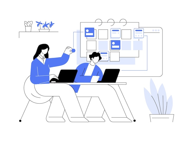 Software de calendario ilustraciones de vectores de dibujos animados aislados