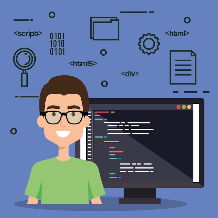 Vector software programador de lenguaje avatar