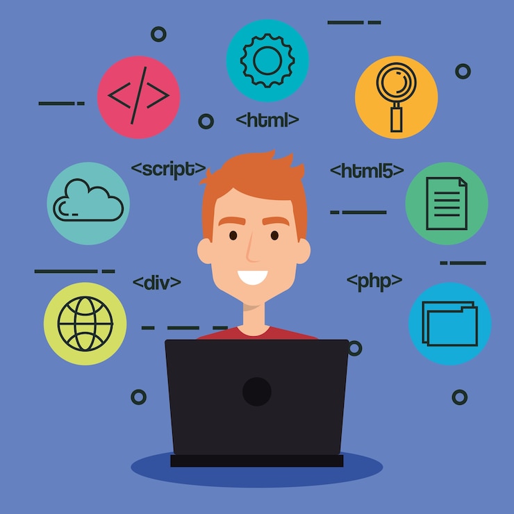 Vector software programador de lenguaje avatar