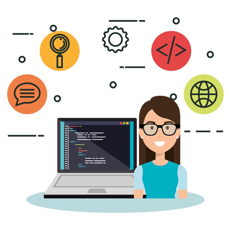 Vector software programador de lenguaje avatar
