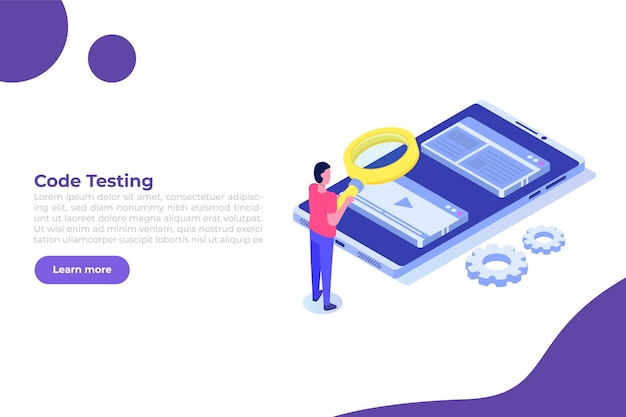 Software de prueba de aplicaciones o concepto de vector isométrico de prueba de aplicaciones