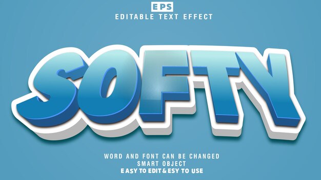 Softy 3d vector de efecto de texto editable con fondo