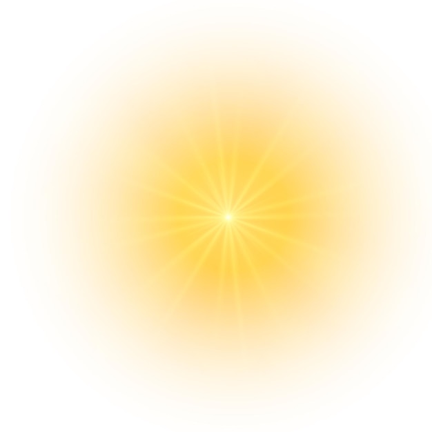 Sol amarillo un destello un brillo suave sin rayos que se alejan La estrella brilló con destellos aislados