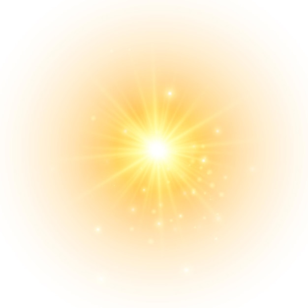 El sol amarillo un destello un resplandor suave sin los rayos que parten la estrella brilló con destellos